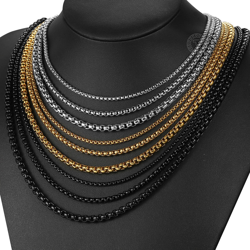 High Quality Gold, Black, and Silver Chains
