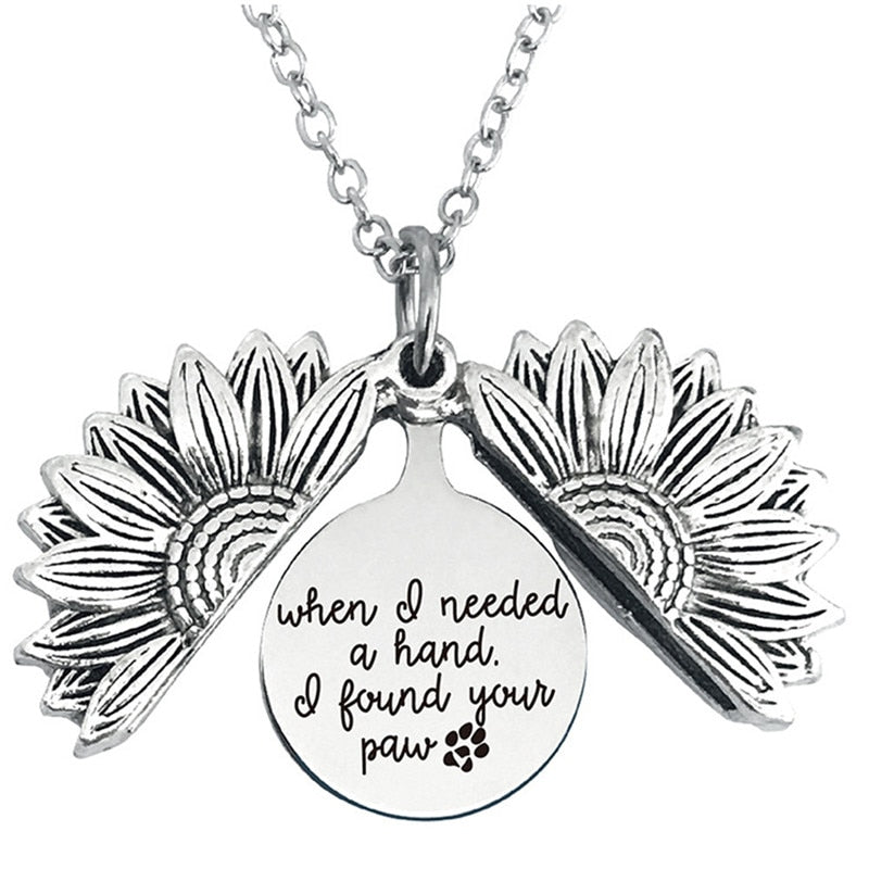 Engraved Flower Locket Necklace