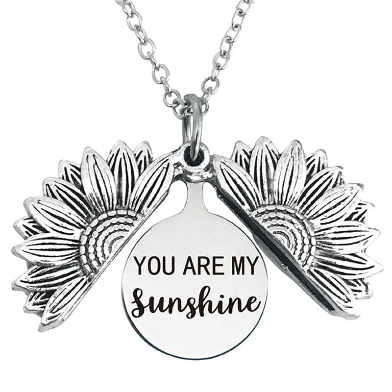 Engraved Flower Locket Necklace