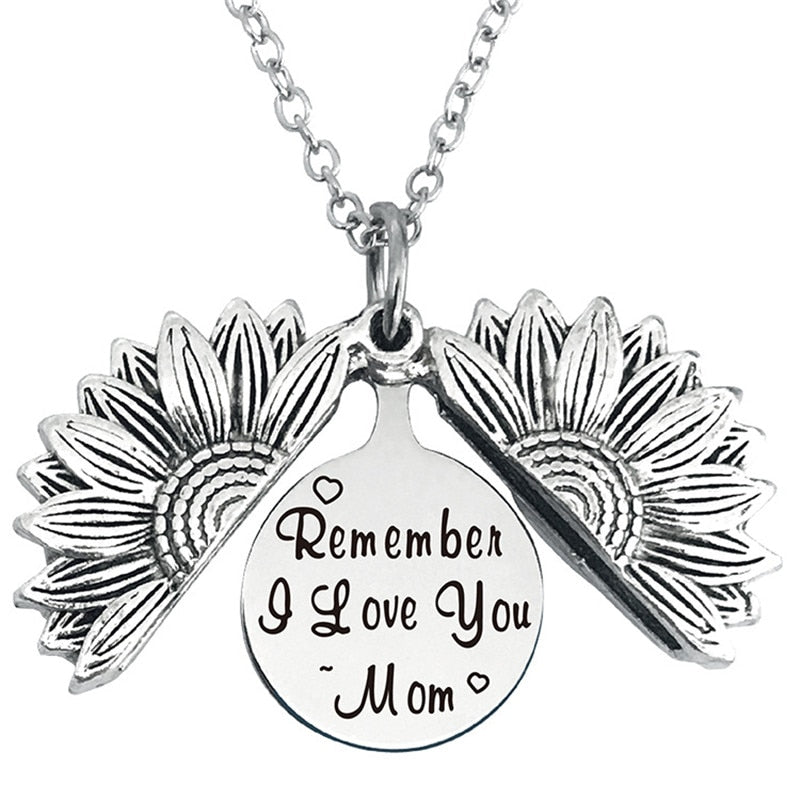 Engraved Flower Locket Necklace