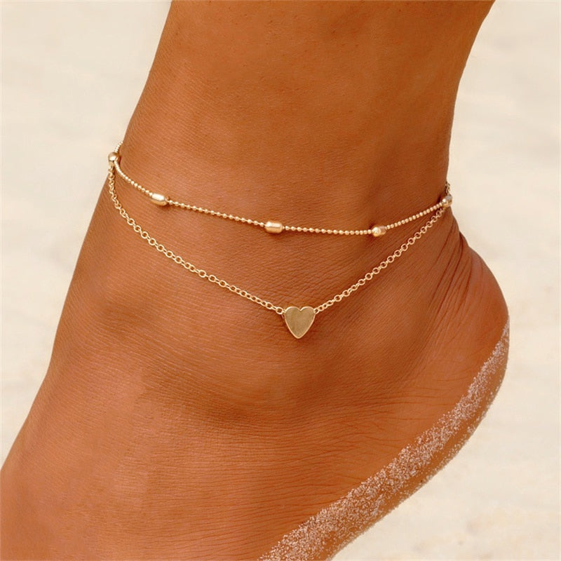 Summer Boho Butterfly Anklet For Women Multilayer Crystal Ankle Bracelet Foot Chain Leg Bracelet Beach Accessories Jewelry