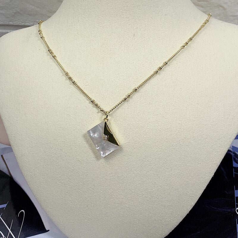 Natural MOP Shell Metal Envelope Necklace Pendant Women Jewelry Making Accessories
