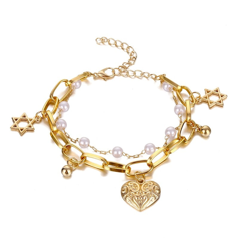 Summer Boho Butterfly Anklet For Women Multilayer Crystal Ankle Bracelet Foot Chain Leg Bracelet Beach Accessories Jewelry