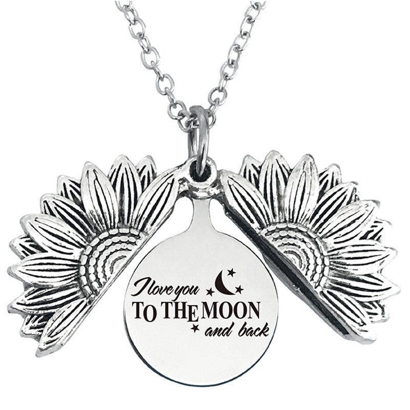 Engraved Flower Locket Necklace