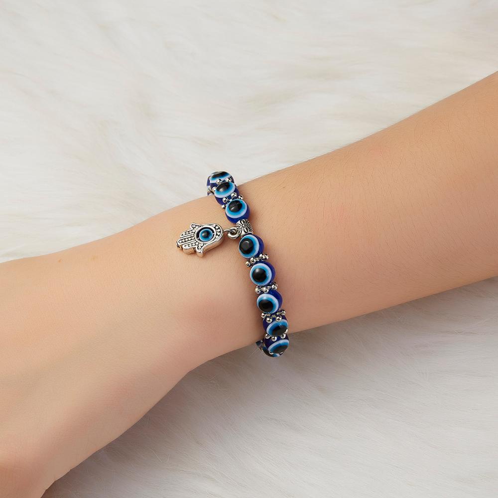 Turkish Lucky Evil Eye Bracelets Blue Evil Eye Bead Bracelet Men Women Handmade Lucky Jewelry Charm Bracelet Female Dropshipping