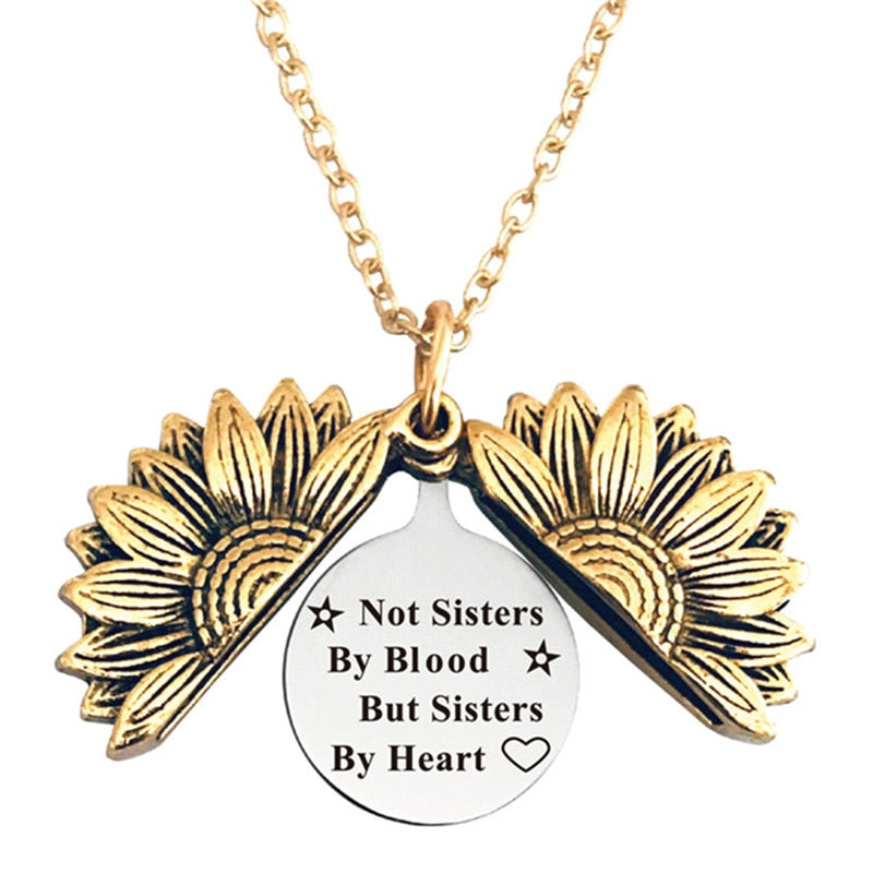 Engraved Flower Locket Necklace