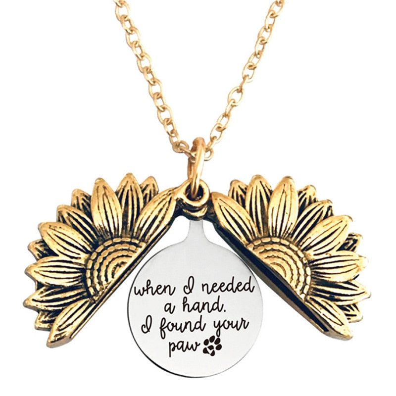 Engraved Flower Locket Necklace