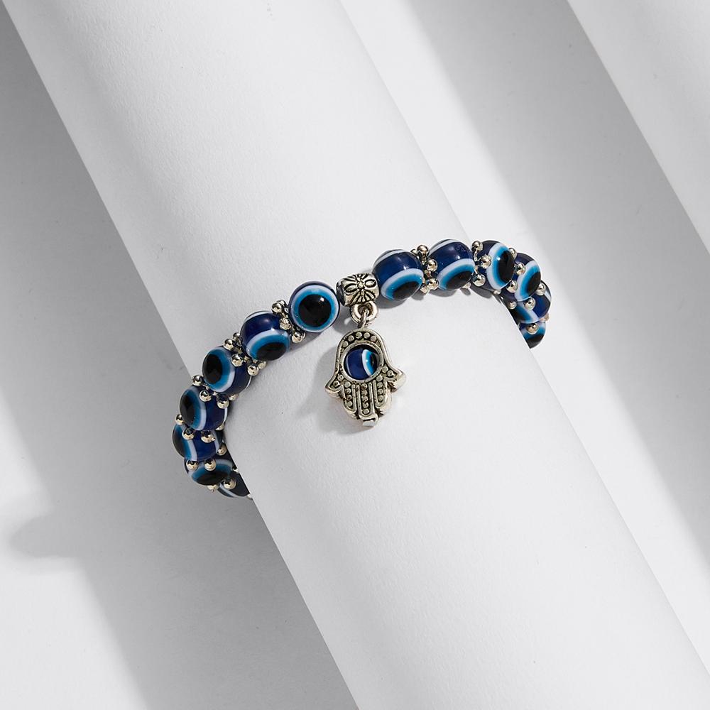 Turkish Lucky Evil Eye Bracelets Blue Evil Eye Bead Bracelet Men Women Handmade Lucky Jewelry Charm Bracelet Female Dropshipping