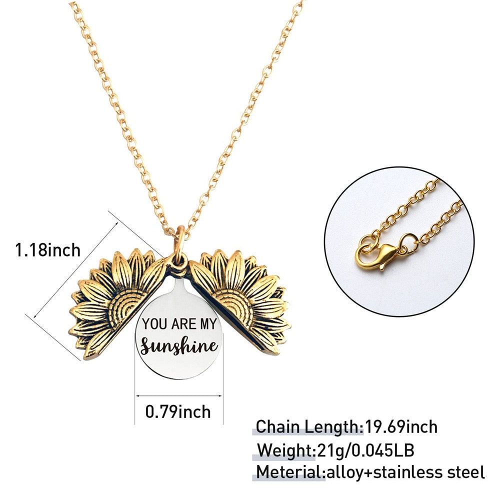 Engraved Flower Locket Necklace