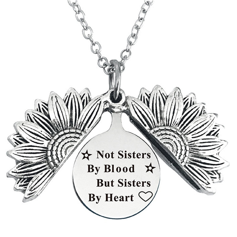 Engraved Flower Locket Necklace