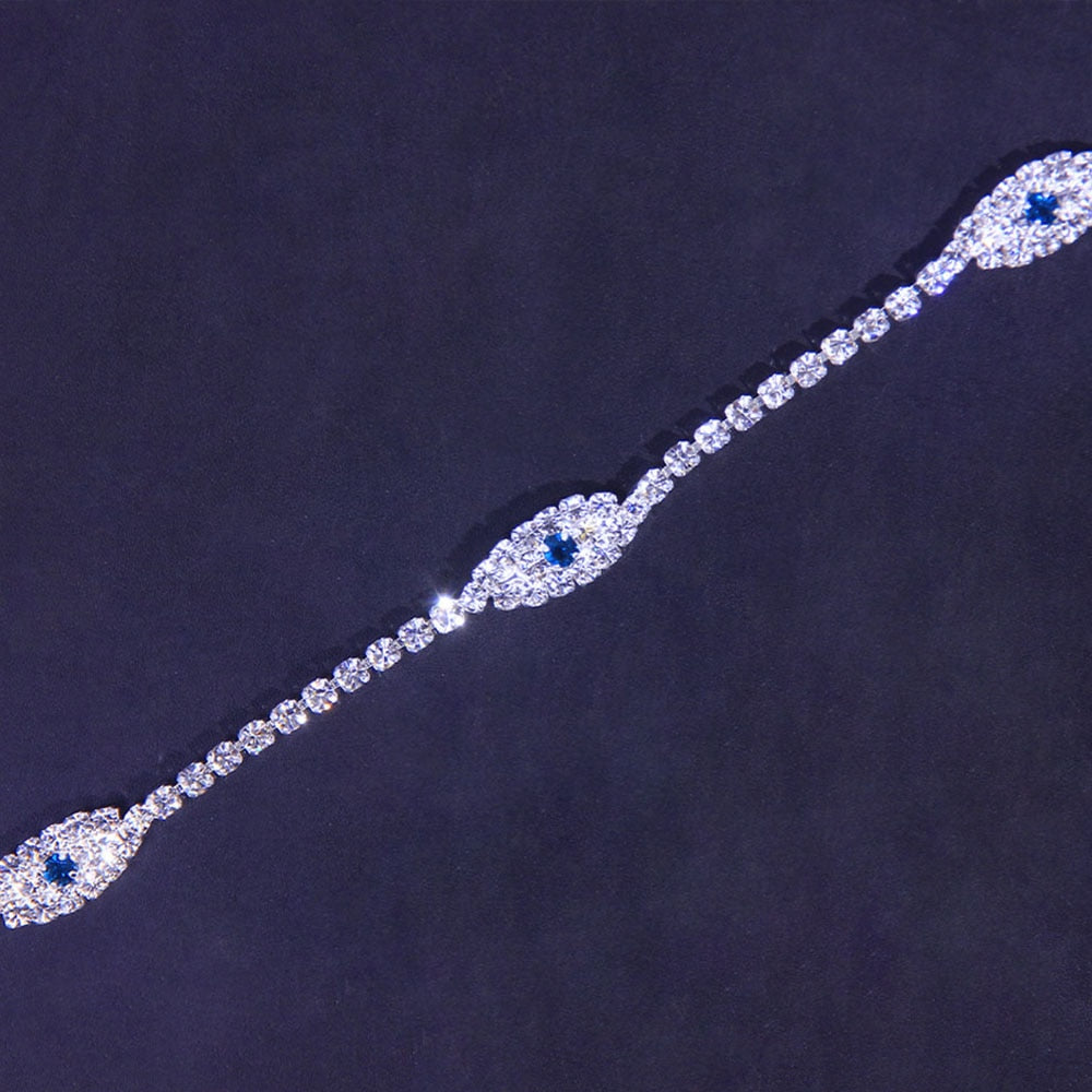 Stonefans Fashion Evil Eye Tennis Choker Rhinestone Necklace for Women Charm Collar Chain Blue Crystal Necklace Evil Eye Jewelry