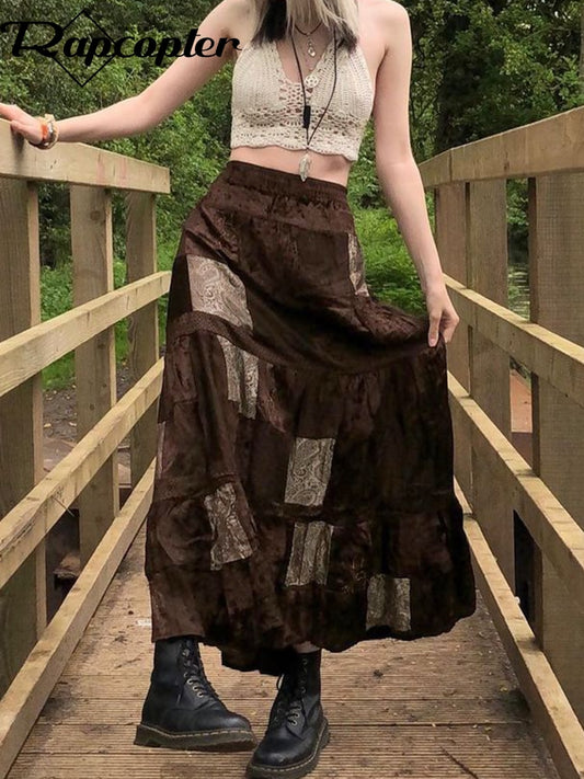 Patchwork Long Skirt