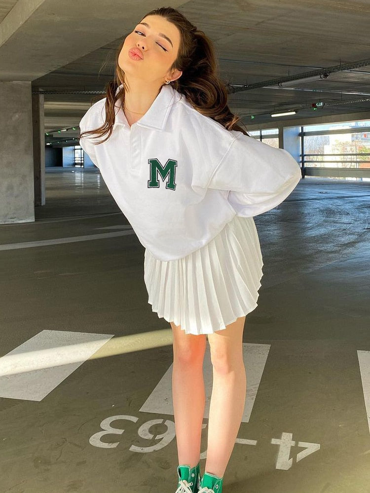 Letter Print Collared Sweater