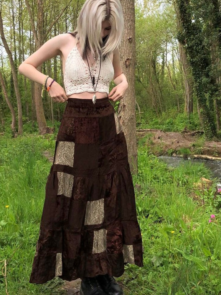 Patchwork Long Skirt
