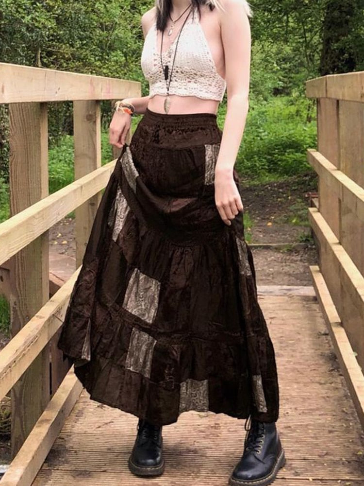 Patchwork Long Skirt