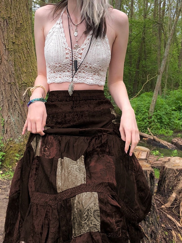 Patchwork Long Skirt