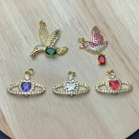 2022 Fashion Zircon Love Heart Peace Dove Bird Pendants Charms For Jewelry Making DIY Necklace Earrings Accessories Wholesale