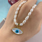 Natural Pearl Evil Eye Necklace Fashion Mother Of Pearl Shell Pendant Beaded Necklaces For Women 2021Gifts Jewelry