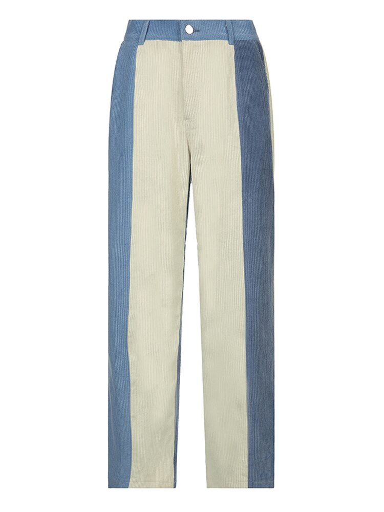 High Waist Corduroy Patchwork Pants