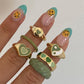 IPARAM Punk Colorful Green Resin Heart Rings Set for Women Fashion Heart Acrylic Chain Ring Wholesale Drip Oil Jewelry Gifts