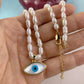 Natural Pearl Evil Eye Necklace Fashion Mother Of Pearl Shell Pendant Beaded Necklaces For Women 2021Gifts Jewelry